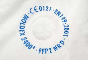 Produktaufdruck Moldex FFP2 Atemschutzmaske Produktaufdruck Moldex FFP2 Atemschutzmaske