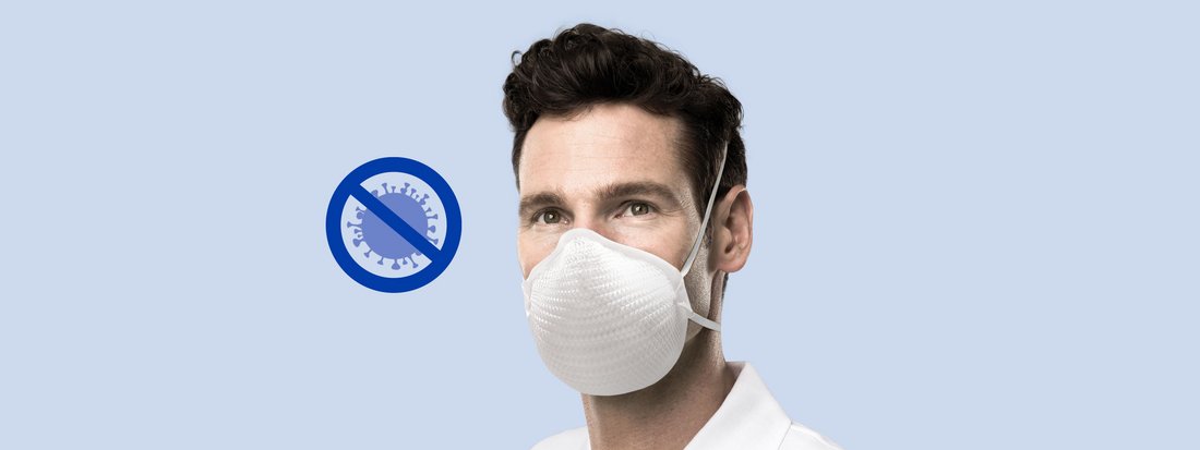 Atemschutzmasken gegen das Coronavirus Person mit Atemschutzmaske